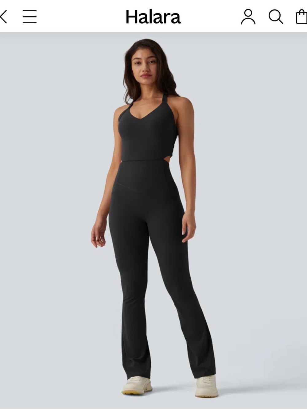 HALARA Black Boot Cut Cutout Jumpsuit